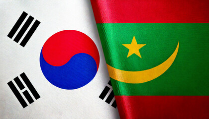 韓国の国旗とモーリタニアの国旗(Korea Flag & Mauritania flag.)
