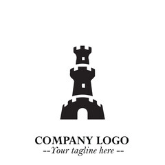 Tower Logo Symbol in Black on the White Background with Simple Modern Architecture Design