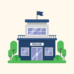 Police Station Illustration A Symbol of Community Safety and Law Enforcement
