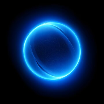 Glowing blue orb with ethereal light and energy on black background