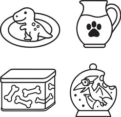Dinosaur-Themed Dessert Scenes in Black and White Vector.eps