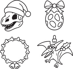 Fossil-Inspired Christmas Icons in Black and White Vector.eps