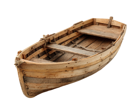 Small Wooden Rowboat isolated on a transparent background