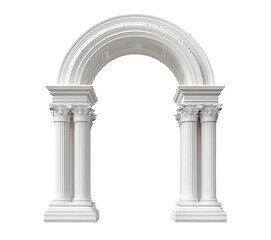 Fototapeta premium White Roman Arch with Corinthian Columns isolated on a transparent background
