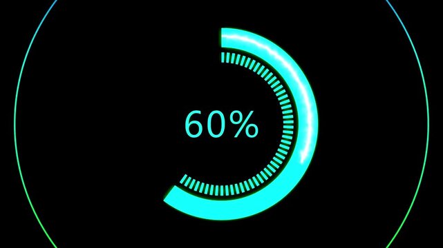 Futuristic progress progress indicator bar 0-100 percent on Black Background and Green Screen abstract beautiful loading Loading Progress Bar. Coding,