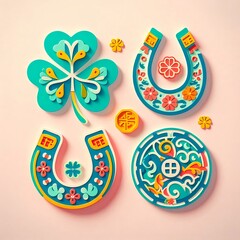 Verschiedene Gl&uuml;ckssymbole aus Papier