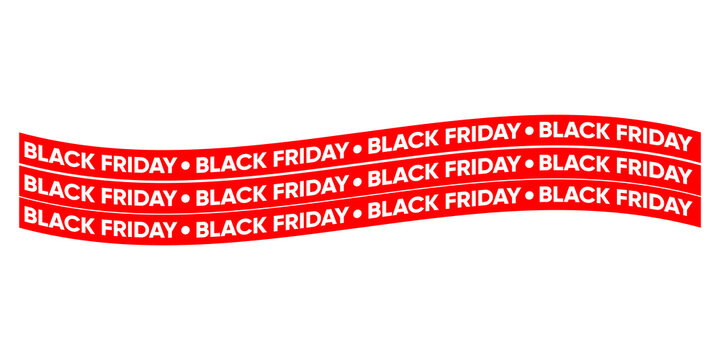 Black Friday sale banner, red ribbon design for promotional events