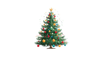 Obraz premium Cute small Christmas tree illustration with ornaments isolated on white background