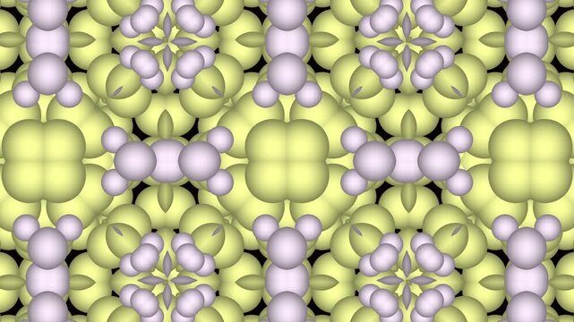 Yellow and lilac 3D symmetry pattern with soft glowing texture.