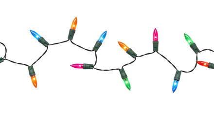 Colorful christmas lights string isolated on transparent background