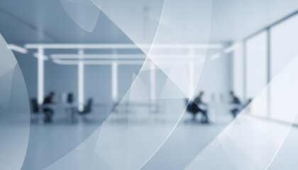 Dynamic Abstract Graphic Overlay on Modern Business Office Background, Illustrating Concepts of Business Innovation, Technological Integration, and Future Collaborative Workspaces