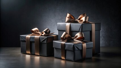 Elegant Dark Gifts with Bronze Accents on a Smooth Surface