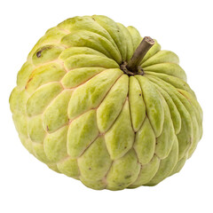 A whole custard apple fruit isolated on a transparent background


