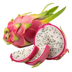 A whole dragon fruit isolated on a transparent background

