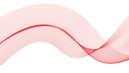 Abstract Red Wave Line. Flowing Digital Mesh Curve
