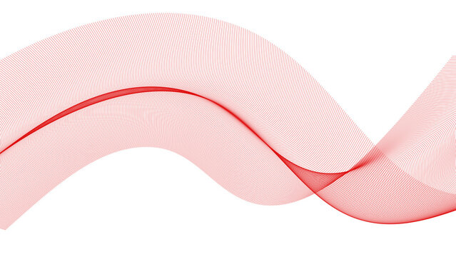 Abstract Red Wave Line. Flowing Digital Mesh Curve