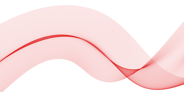 Abstract Red Wave Line. Flowing Digital Mesh Curve