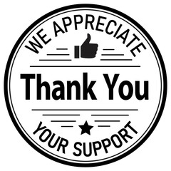 Showing Gratitude Thank You Stamp with Thumbs Up Appreciating Your Support Acknowledgement Recognition and Appreciation