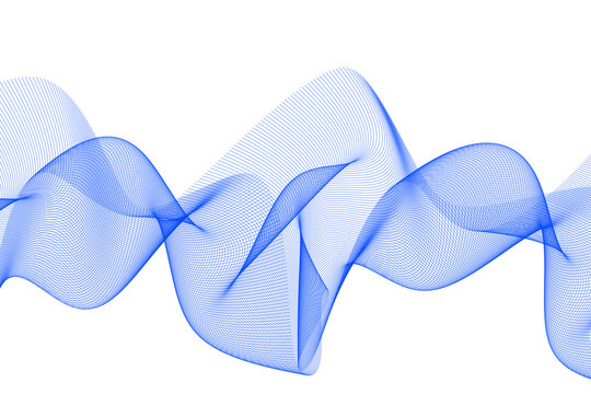 Abstract Blue Wave Line. Flowing Digital Mesh Curve