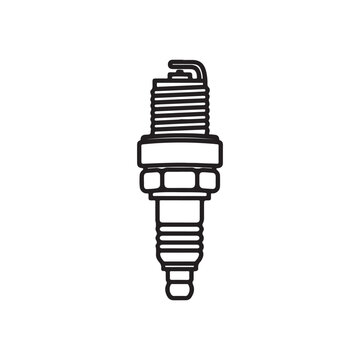 Spark plug outline vector flat illustration design