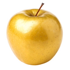 A whole golden apple isolated on a transparent background
