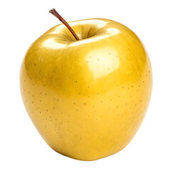 A whole golden apple isolated on a transparent background
