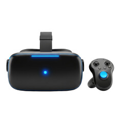Obraz premium Virtual reality headset and controller with blue lights image