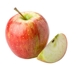 A whole half apple isolated on a transparent background
