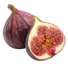 A whole half fig isolated on a transparent background
