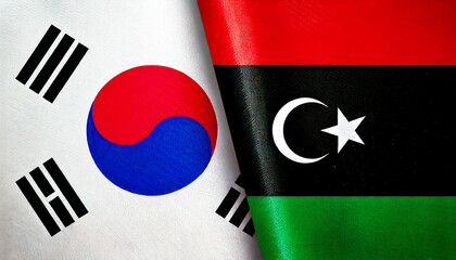 韓国の国旗とリビアの国旗(Korea Flag & Libya flag.)
