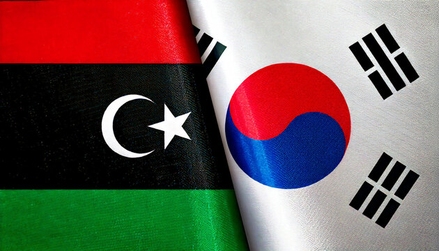 韓国の国旗とリビアの国旗(Korea Flag & Libya flag.)
