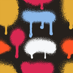 Seamless pattern graffiti spray painted lines ink splatters. Collection seamless of painted spray elements. Grunge graffiti painted borders, shapes, dirty splatter vector street art strokes.