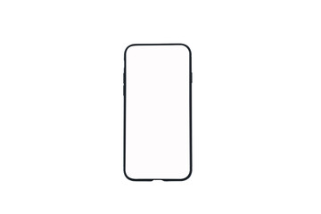 Minimalist smartphone mockup with a blank screen. The smartphone frame is sleek and modern. Perfect for tech designs, app mockup, or digital presentations. Isolated on white background