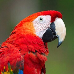 Close-up Scarlet Macaw Profile View.