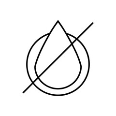 No water sign with drop and circle crossed by line on transparent background silhouette