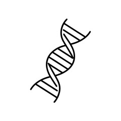 Illustration of a dna strand in black and white style on transparent background silhouette
