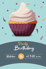 happy birthday card with cupcake