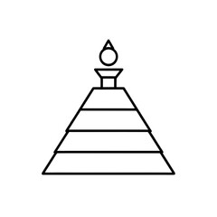 Outline of a tiered pyramid with a droplet on top on transparent background silhouette