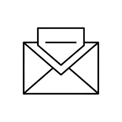 Outline of an envelope with a paper sticking out on transparent background silhouette