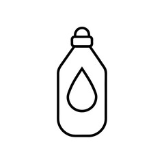 Outline bottle with liquid drop symbol in center on transparent background silhouette