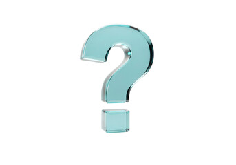A translucent blue question mark symbol isolated on a transparent background, representing a query or uncertainty
