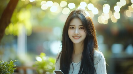 Elegant Asian woman with stunning long hair