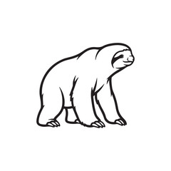 Giant sloth outline vector flat illustration design
