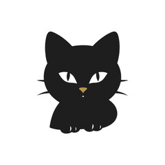 Obraz premium Black Cat Silhouette Sitting with Golden Eyes animal