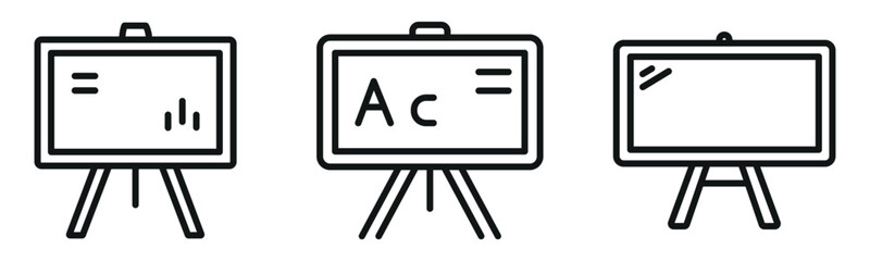 Blackboard Icon Set – Outline and Minimal Education Symbols for Teaching, Learning, and Classroom Design