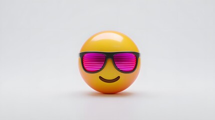 Vibrant 3D Cool Emoji Design Featuring Sleek Sunglasses on a Pristine White Background for Modern Graphic Resources