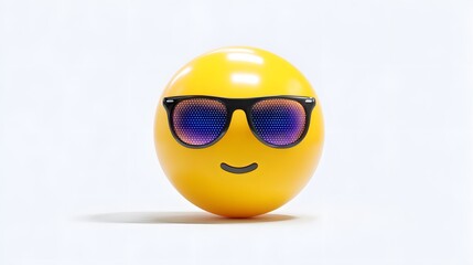 Vibrant 3D Cool Emoji Design Featuring Sleek Sunglasses on a Pristine White Background for Modern Graphic Resources