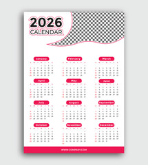 2026 calendar template with all months listed in a clean, modern design