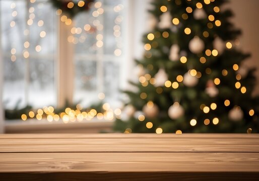 Cozy christmas interior with illuminated tree and festive decor for holiday greeting card or home design inspiration