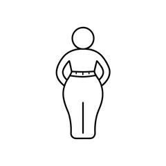 Outline drawing of a woman with curvy figure shape on transparent background silhouette